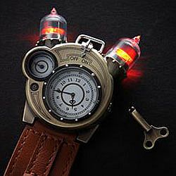 Steampunk analog brass watch